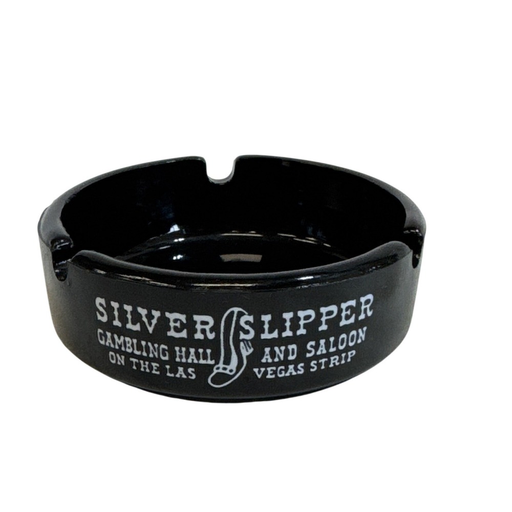 Vintage Silver Slipper Gambling Hall and Saloon Las Vegas Black Ashtray